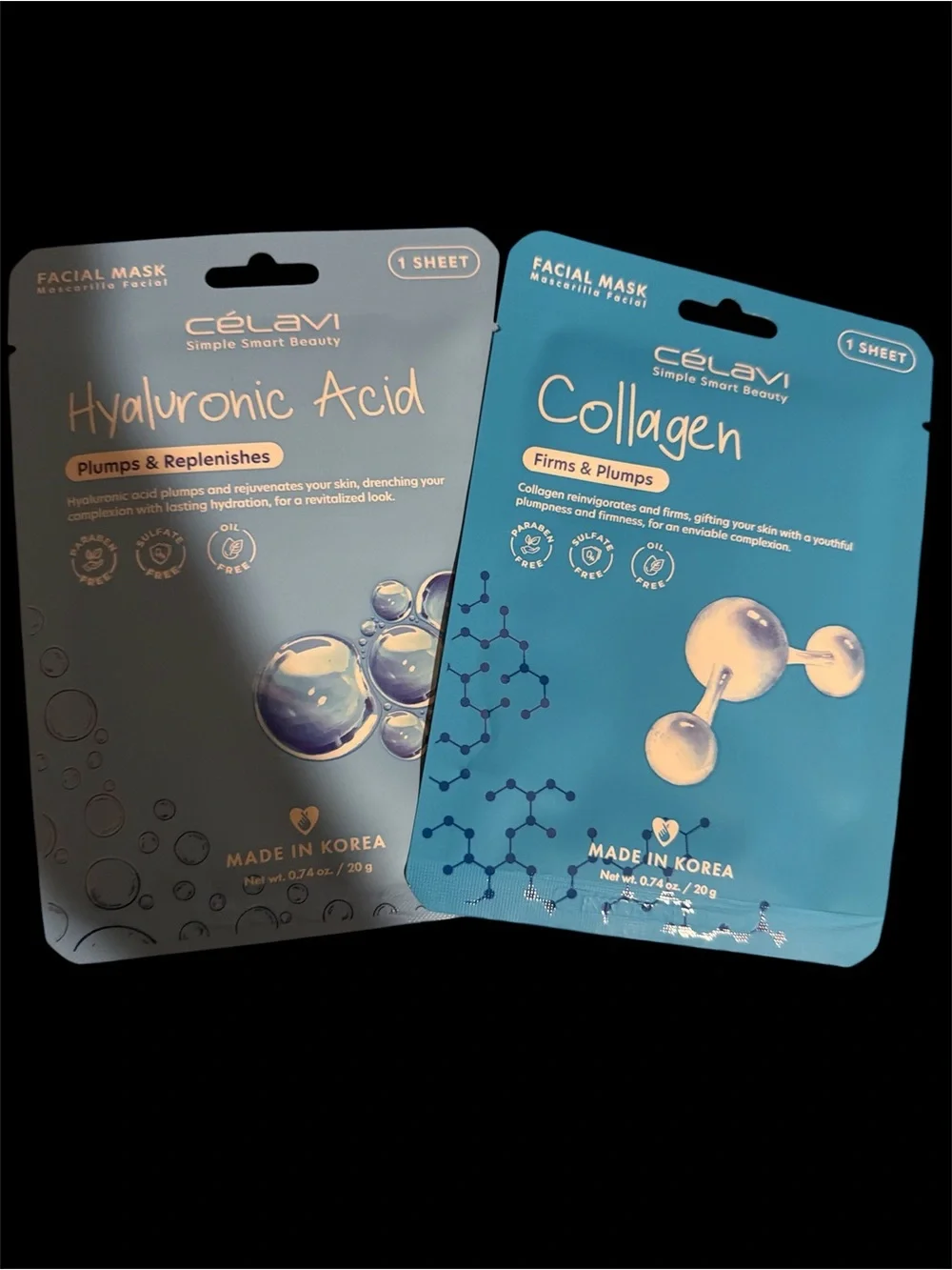 Célavi Hyaluronic Acid & Collagen Facial Masks